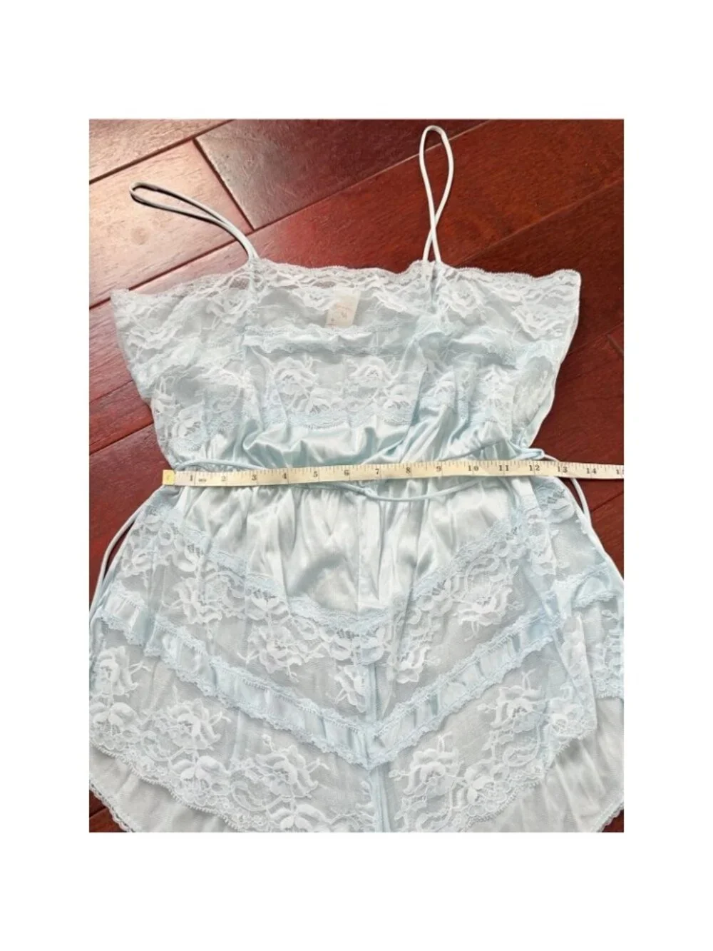 Vintage Light Blue Satin Lace Lingerie Set Medium Texsheen Cinema Etoile 2 pc - Picture 5 of 16